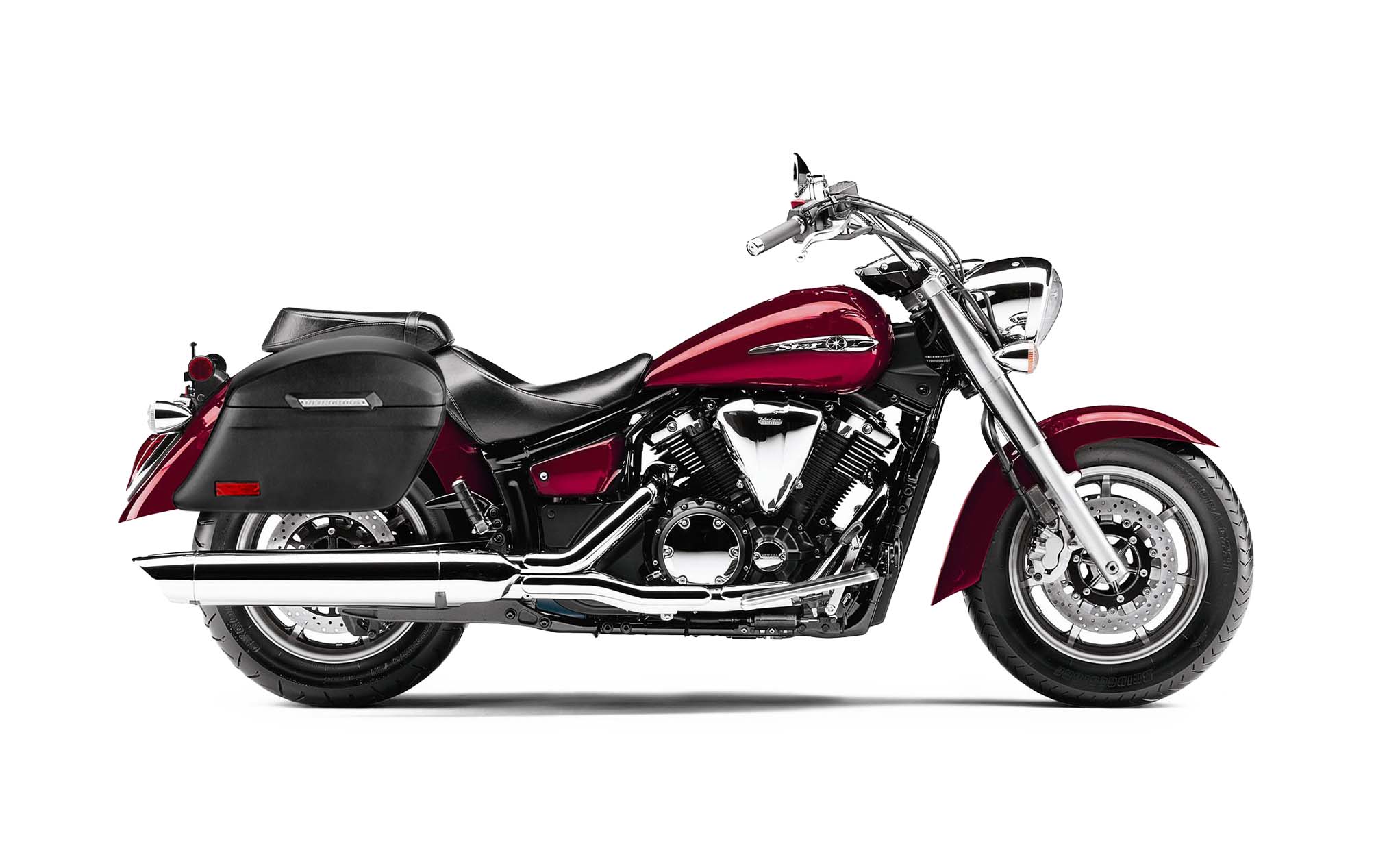 44L - Lamellar Stallion Extra Large Yamaha V Star 1300 Classic XVS1300A Leather Covered Motorcycle Hard Saddlebags - Image 2