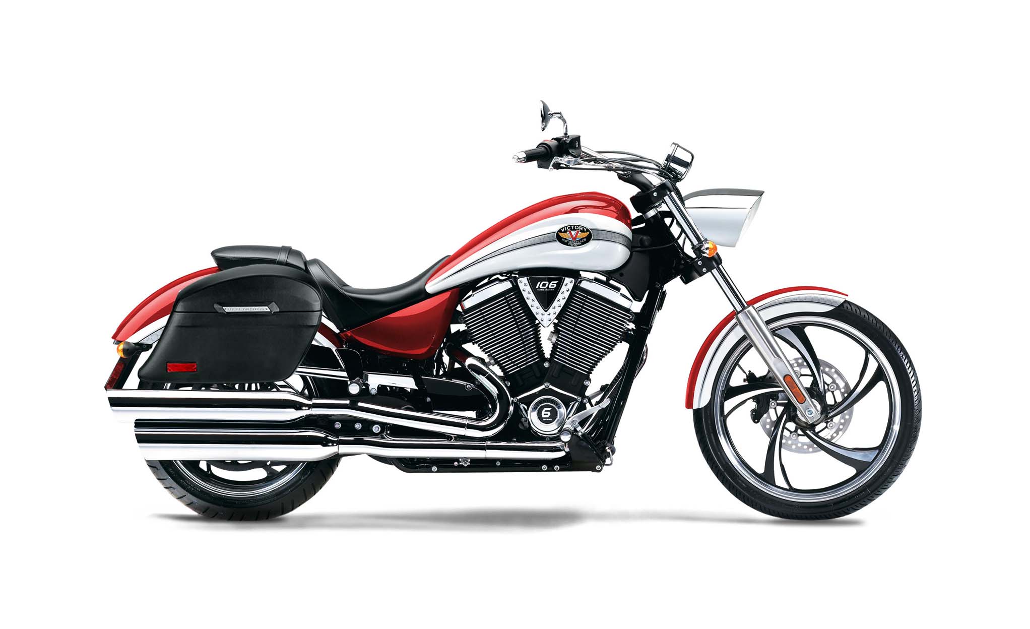 44L - Lamellar Stallion Extra Large Victory Vegas Leather Covered Motorcycle Hard Saddlebags - Image 2