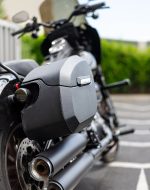 32L - Darkin Large Quick Mount Leather Wrapped Hard Saddlebags for Indian Scout Bobber - Image 4