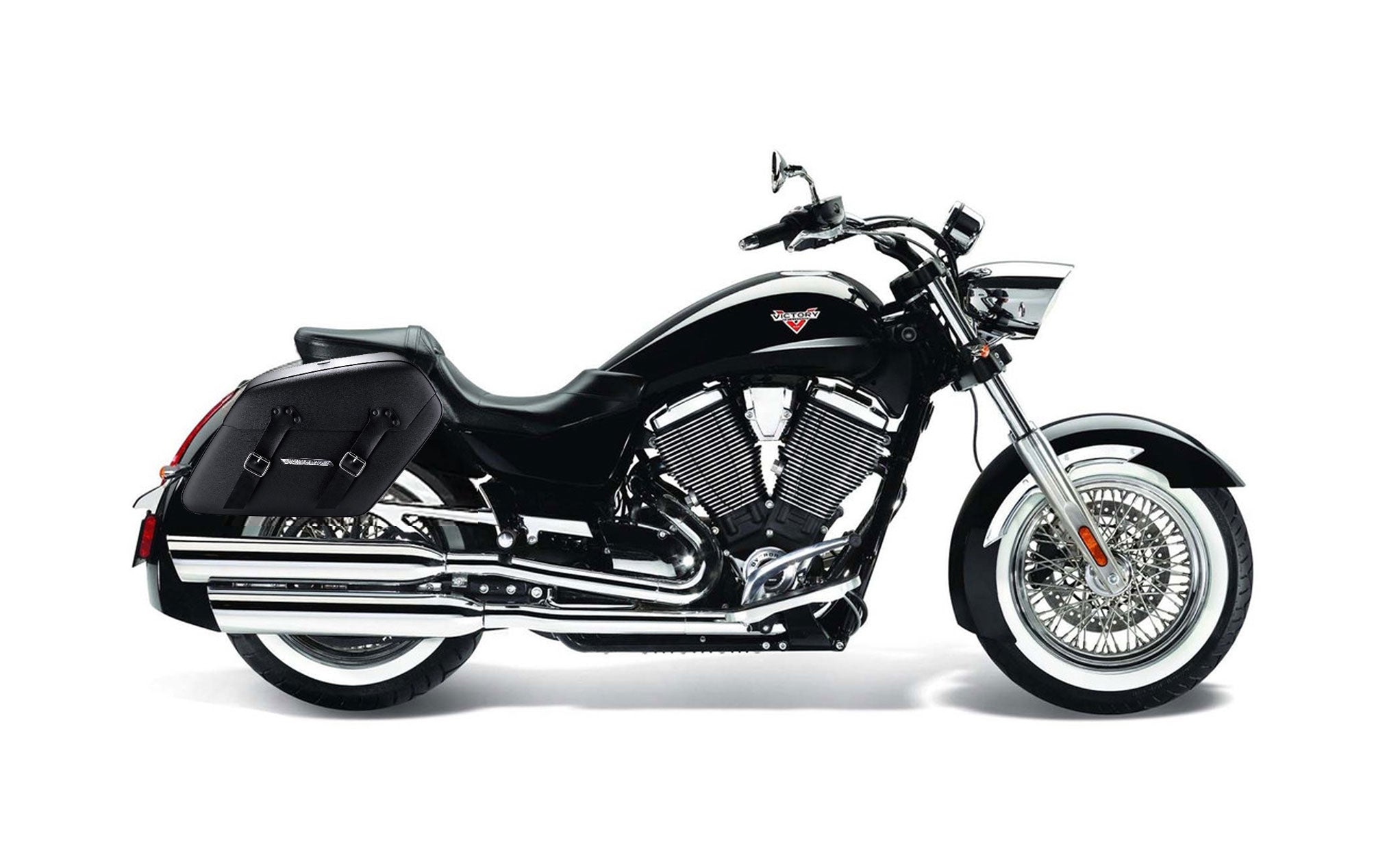 42L - Baldur Extra Large Victory Boardwalk Leather Wrapped Motorcycle Hard Saddlebags - Image 2