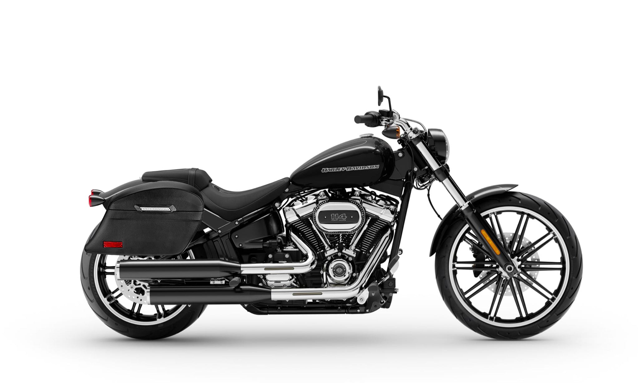 44L - Lamellar Stallion Extra Large Leather Covered Motorcycle Hard Saddlebags for Harley Softail Breakout FXBR/S - Image 2