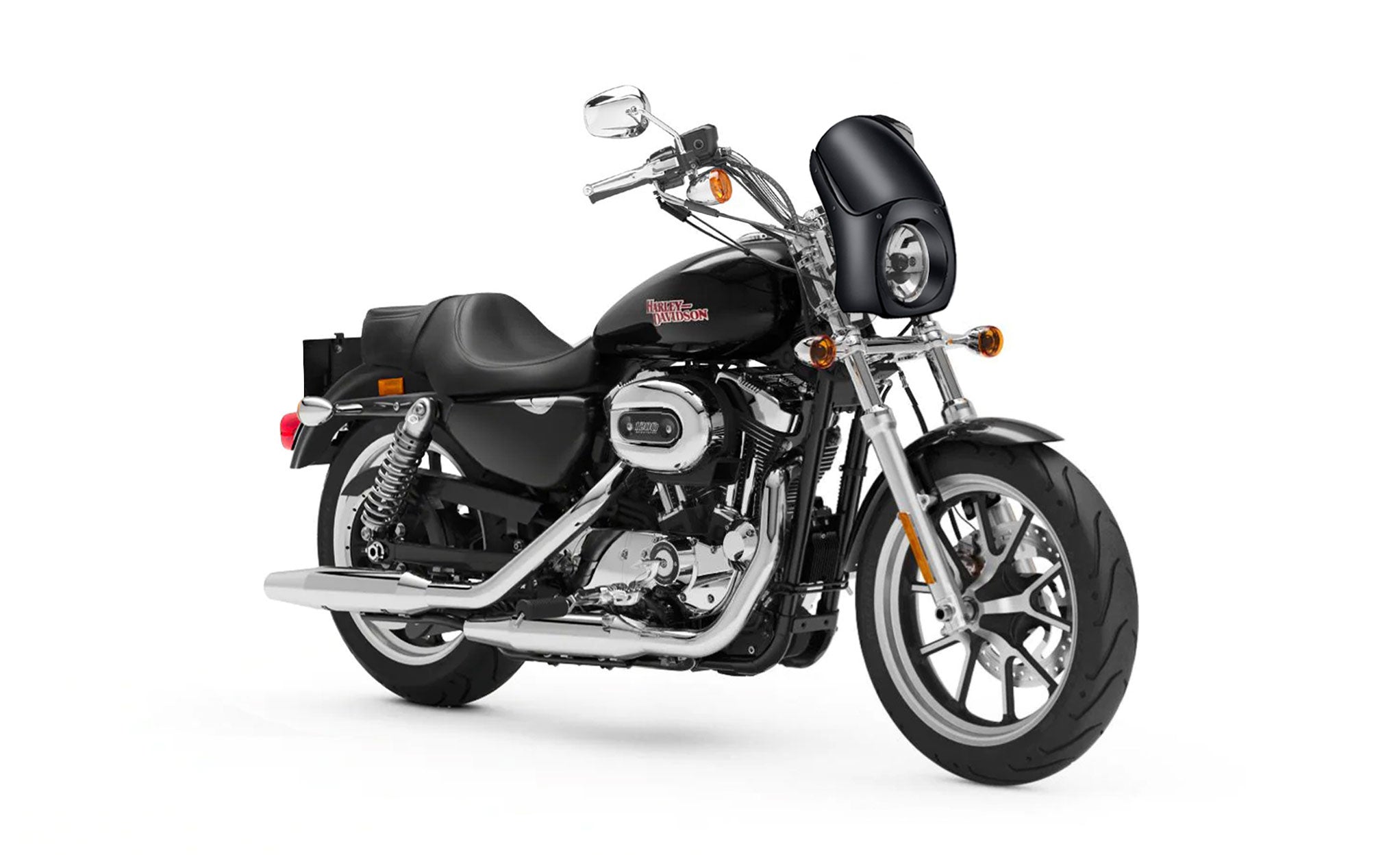 Viking Bronco Motorcycle Fairing For Harley Sportster Super Low 1200T Gloss Black - Image 2