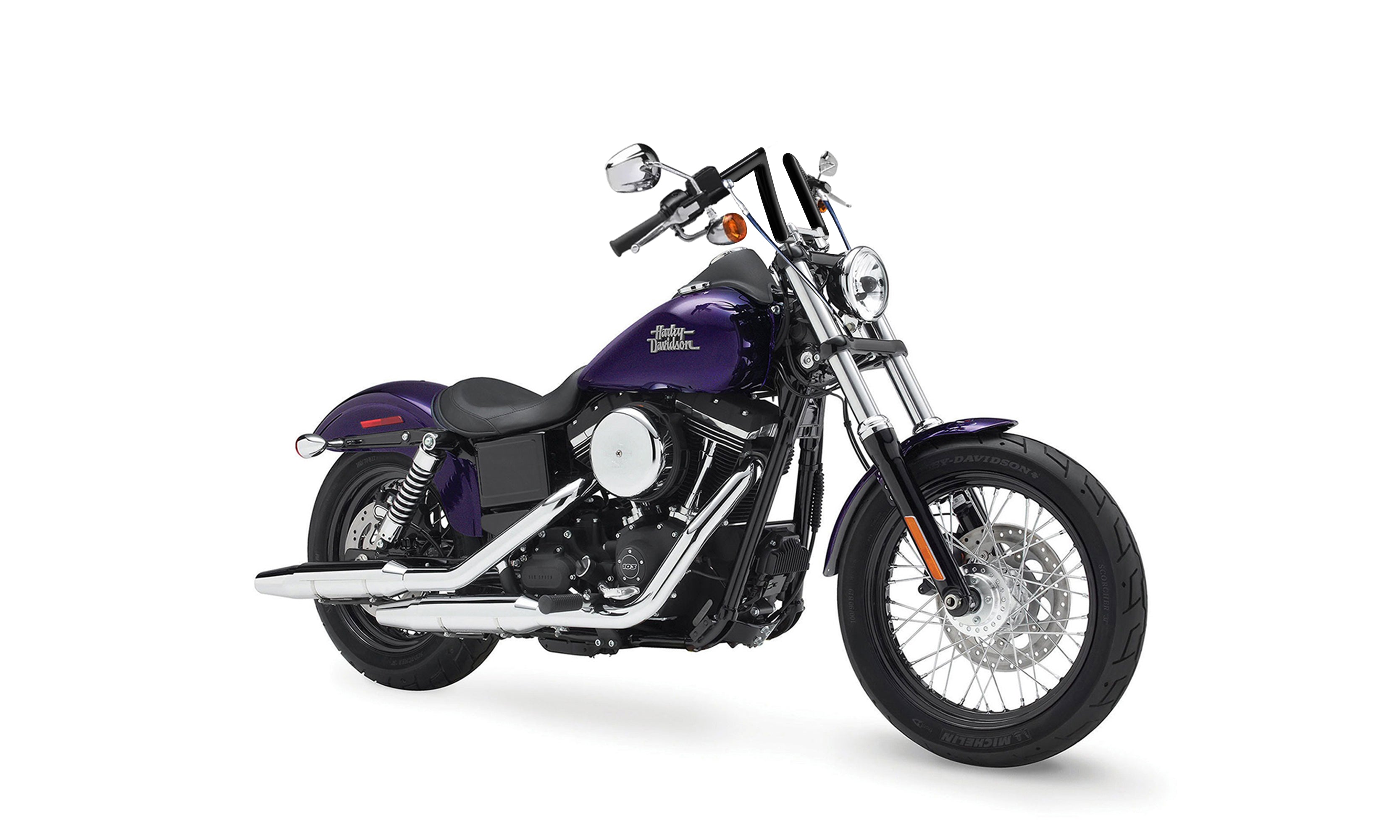 Viking Iron Born Z Handlebar For Harley Dyna Street Bob FXDB Gloss Black - Image 2