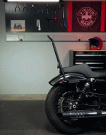 Iron Born Blade 25" Sissy Bar with Foldable Luggage Rack for Harley Softail Slim FLS Matte Black - Image 4