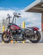 32L - Darkin Large Quick Mount Leather Wrapped Hard Saddlebags for Harley Softail Slim FLSL - Image 3