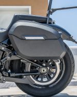 32L - Darkin Large Quick Mount Leather Wrapped Hard Saddlebags for Harley Softail Street Bob FXBB - Image 4