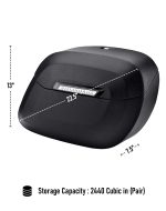 40L - Lamellar Raven Extra Large Leather Covered Motorcycle Hard Saddlebags for Harley Softail Low Rider S FXLRS - Image 4