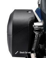 36L - Lamellar Raven Extra Large Shock Cut-out Leather Covered Hard Saddlebags for Harley Sportster 1200 Iron XL1200NS - Image 6