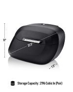 36L - Lamellar Raven Extra Large Shock Cut-out Leather Covered Hard Saddlebags for Harley Sportster 1200 Super Low XL1200T - Image 4
