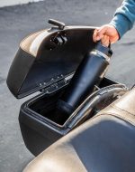 44L - Lamellar Stallion Extra Large Leather Covered Motorcycle Hard Saddlebags for Harley Softail Deluxe FLSTN/I - Image 6