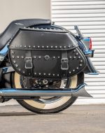 35L - Legacy Extra Large Studded Leather Motorcycle Saddlebags for Indian Scout Bobber - Image 4