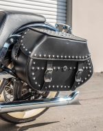 35L - Legacy Extra Large Studded Leather Motorcycle Saddlebags for Indian Scout Bobber - Image 5