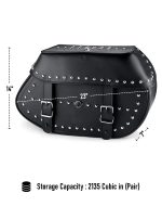 35L - Legacy Extra Large Studded Leather Motorcycle Saddlebags for Harley Softail Heritage FLSTC/I - Image 8