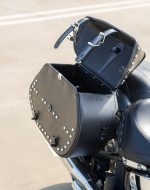 35L - Legacy Extra Large Studded Leather Motorcycle Saddlebags for Harley Softail Heritage FLHC/S - Image 6