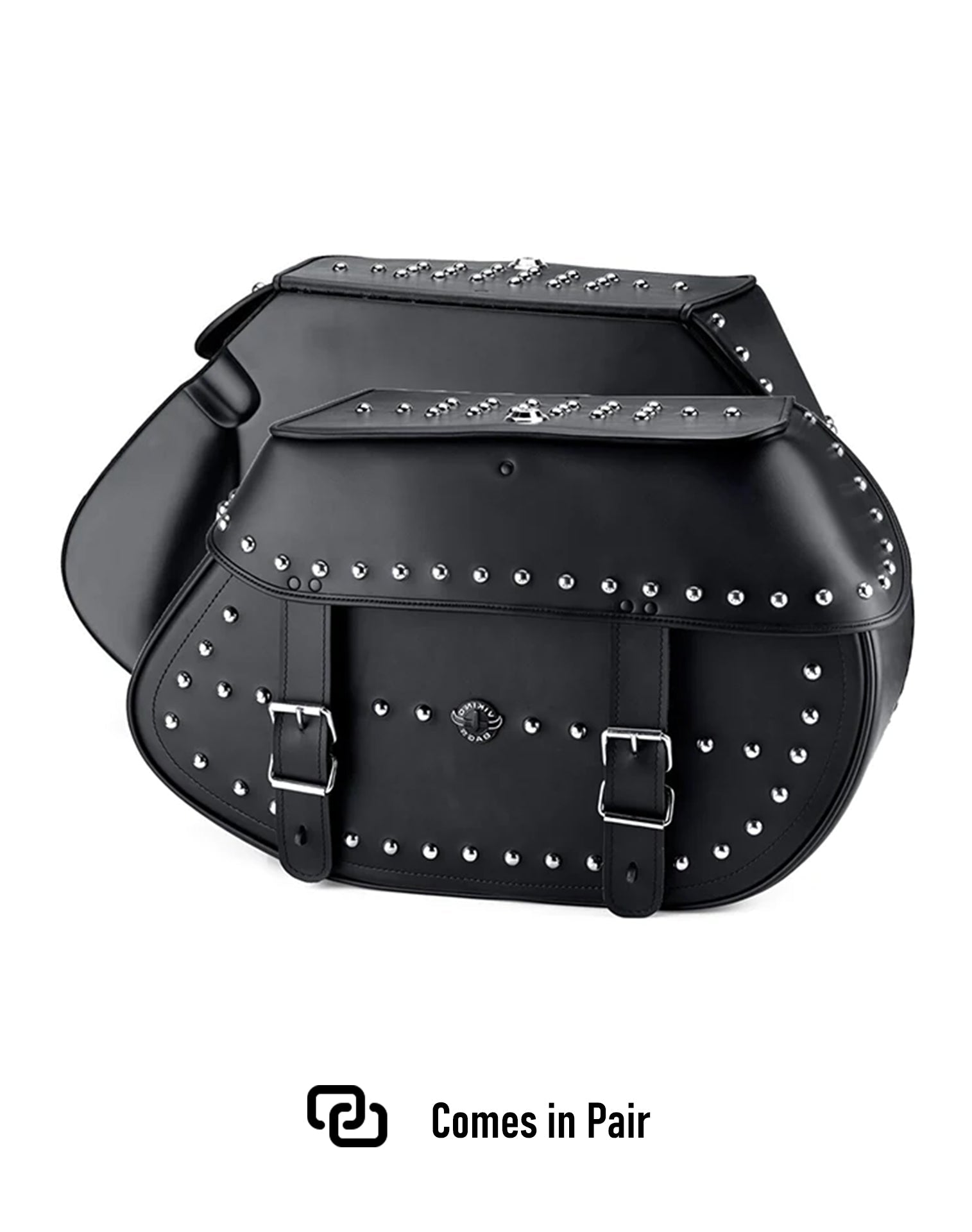 35L - Legacy Extra Large Studded Leather Motorcycle Saddlebags for Harley Softail Heritage FLHC/S - Image 7