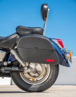 28L - Panzer Medium Hard Mount Honda Shadow 1100 Sabre Leather Motorcycle Saddlebags - Image 4