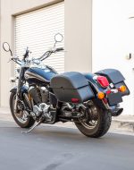 28L - Panzer Medium Hard Mount Honda Shadow 750 Ace Leather Motorcycle Saddlebags - Image 3