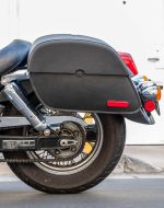 28L - Panzer Medium Hard Mount Honda Shadow 750 Ace Leather Motorcycle Saddlebags - Image 4